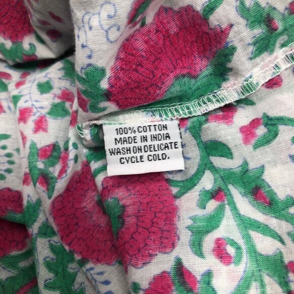 SZ Blockprints Hot Pink Padra Ida Top Size M White Floral - Picture 8 of 9